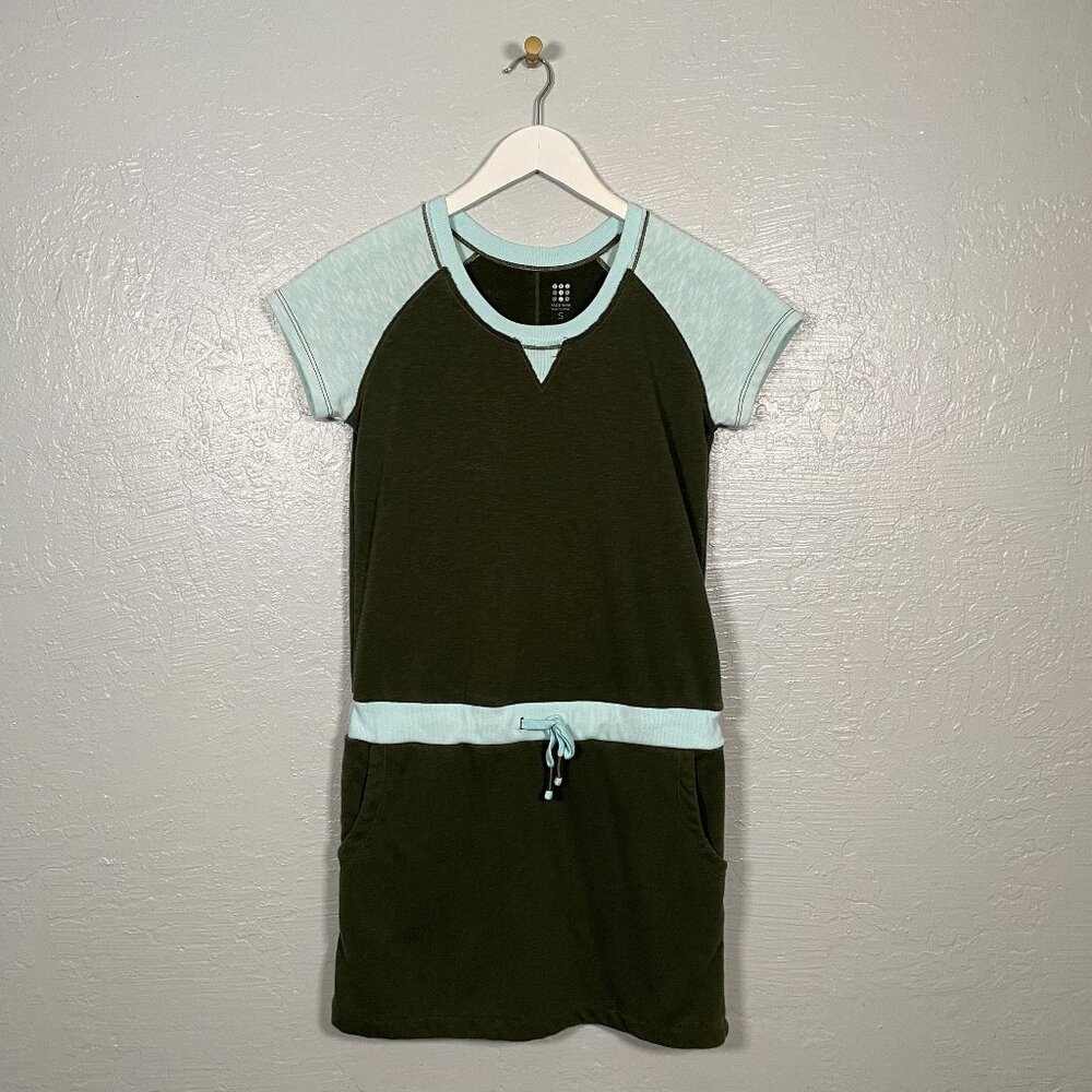 Title Nine Women S Green Blue Dress Colorblock French Terry Pockets Short Sleeve